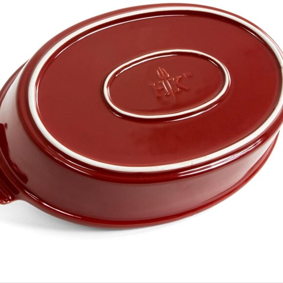 Hell's Kitchen Enameled Stoneware Oval Covered Casserole Dish, 3.5 Quarts, Red - Picture 3 of 7